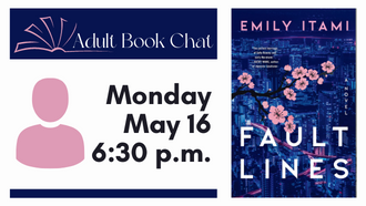 On the right is an image of the book cover. On the left are the in-person icon and the day, date, and time of the program.