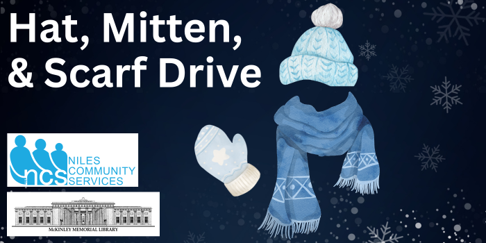 Illustration of snowflake background with a Hat, Mitten, and Scarf.