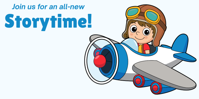 Illustration of a happy child flying a single-seat airplane.