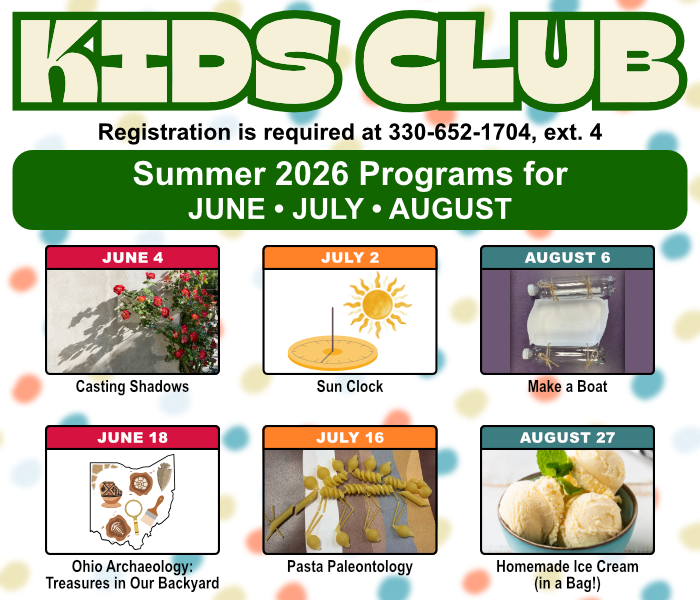 Kids Club Summer 2026 Programs displayed in a visual format.