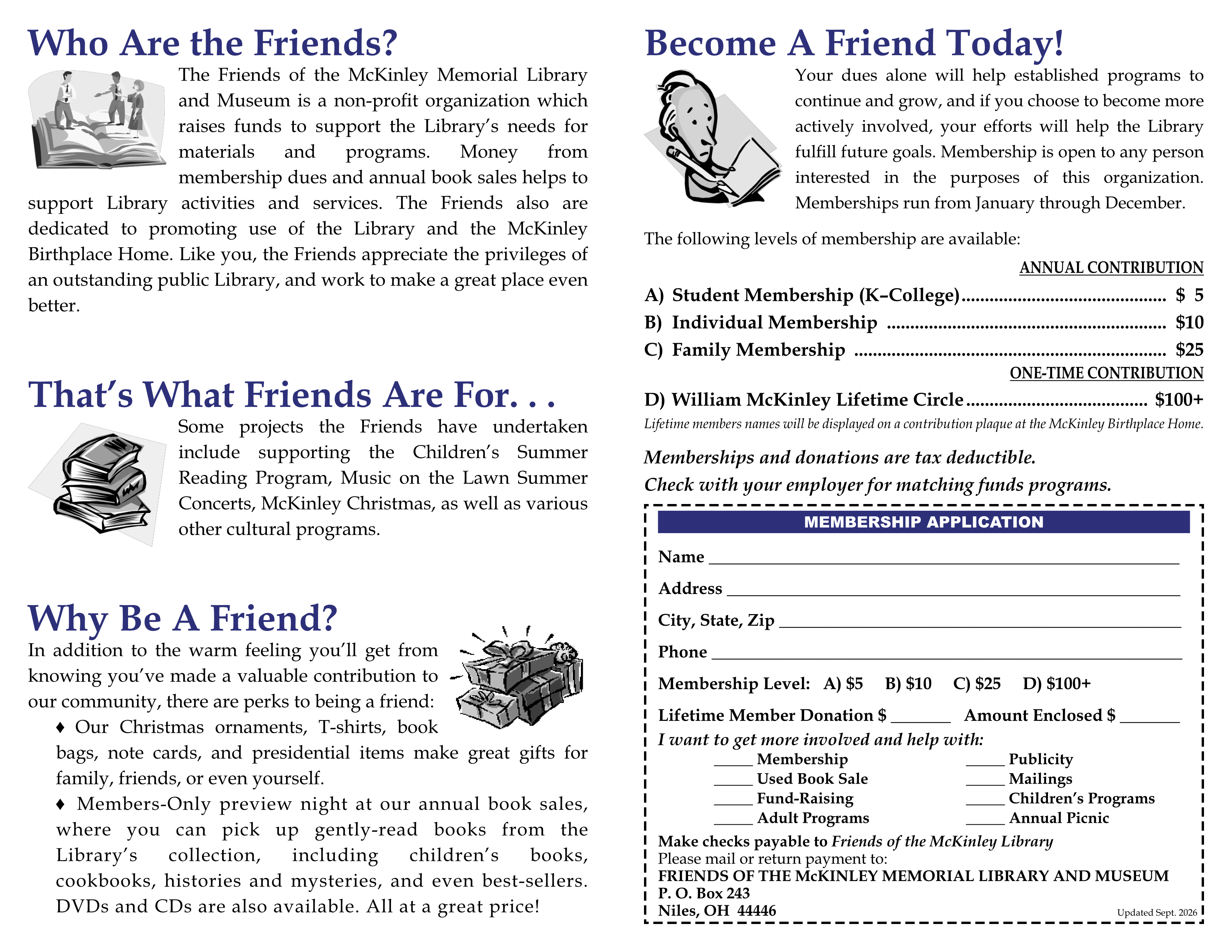 Friends Membership Form, page 2. Call the library if you have questions about this form.