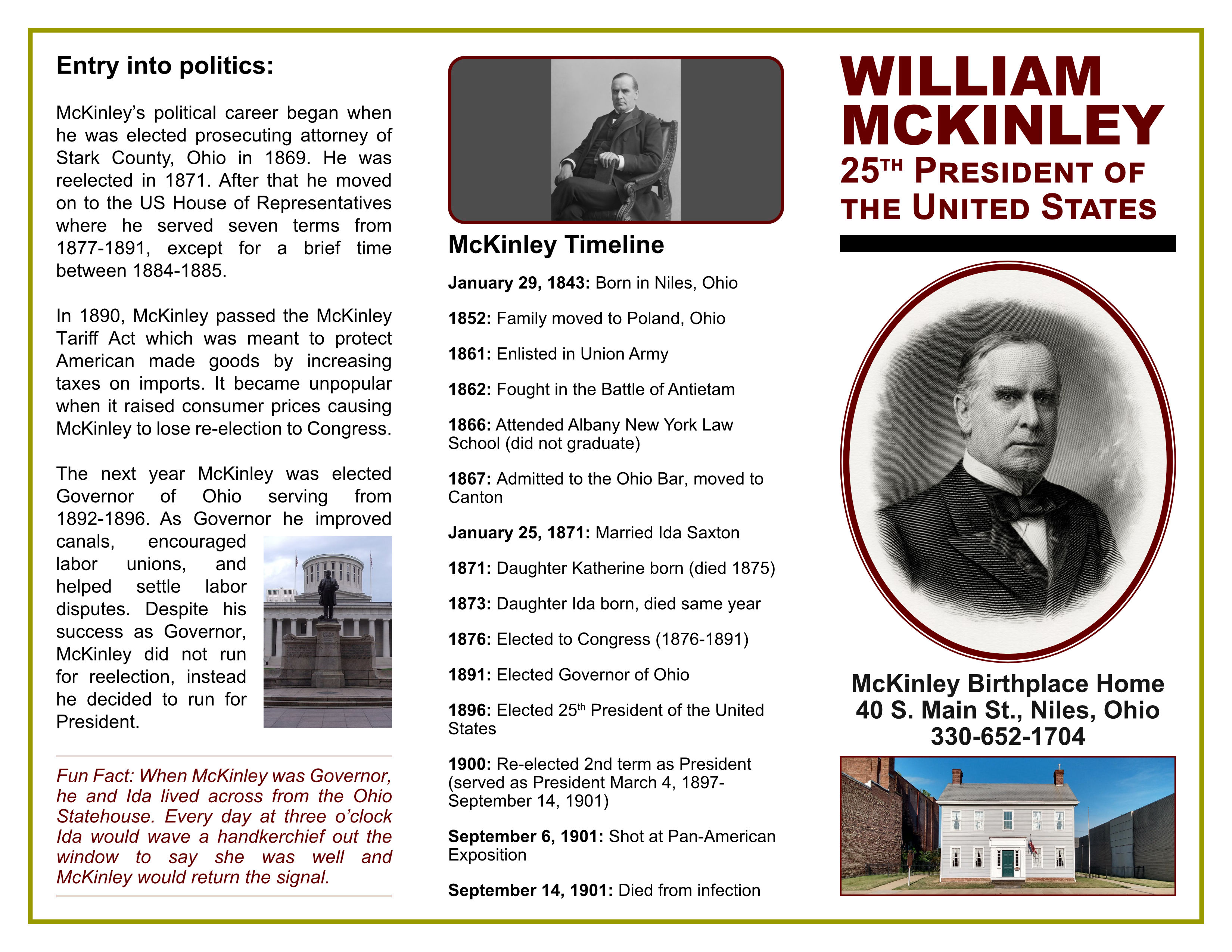 William McKinley Brochure Page 1