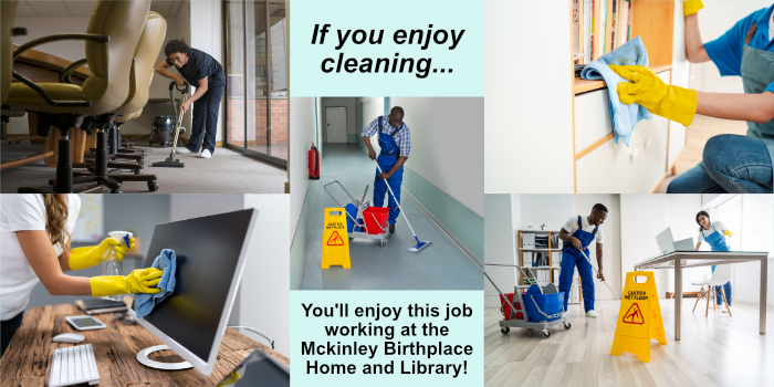 Cleaning at McKinley Birthplace Home and Library