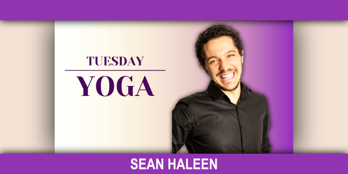 Tuesday Yoga with headshot of Sean Haleen.