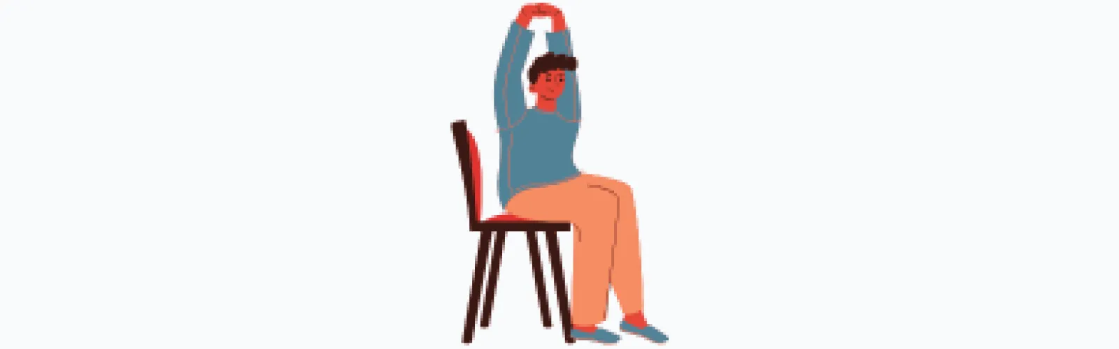 Illustration of a person sitting in chair, arms stretched in the air.