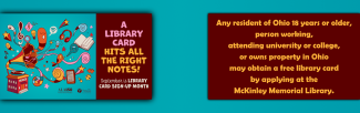 September is Library Card Sign-up Month! Read more.